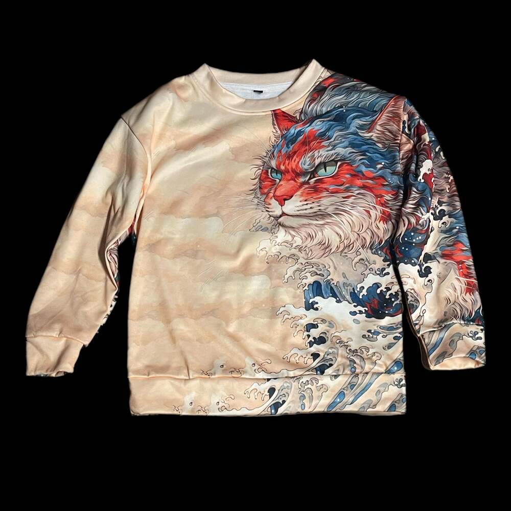Vintage Style Fe39 Cat Graphic Tee